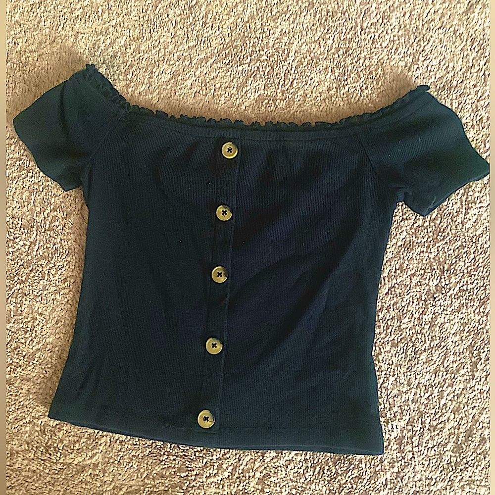 Aeropostale, size small, color black with brown tan buttons going down